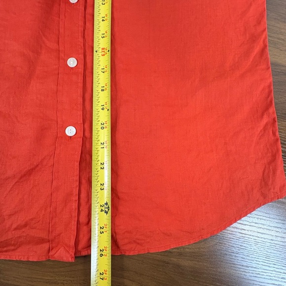 LAUREN RALPH LAUREN‎ Womens Red Orange Linen Short Sleeve Button Up Shirt Size M - Picture 8 of 9